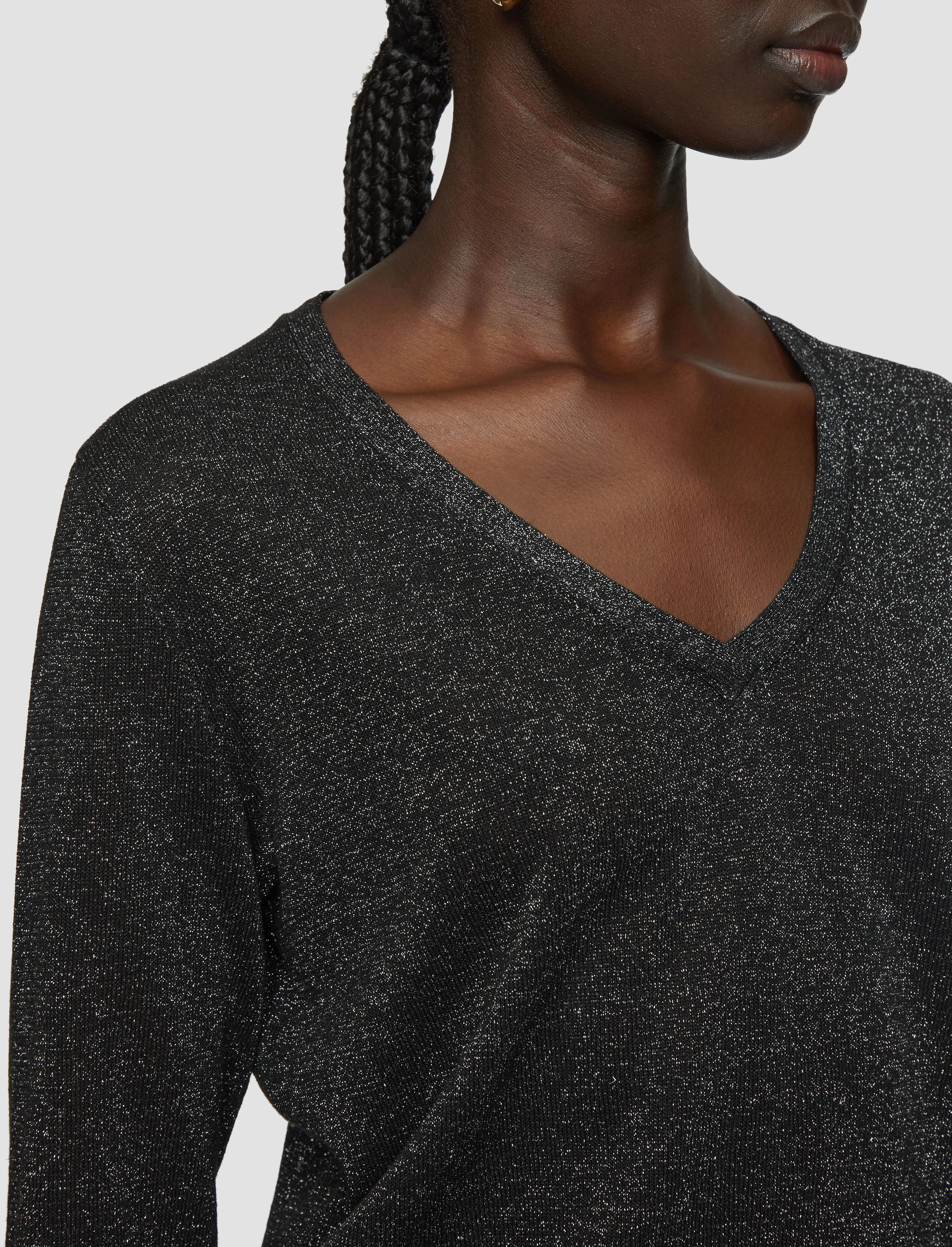 Lurex Knit V Neck Jumper