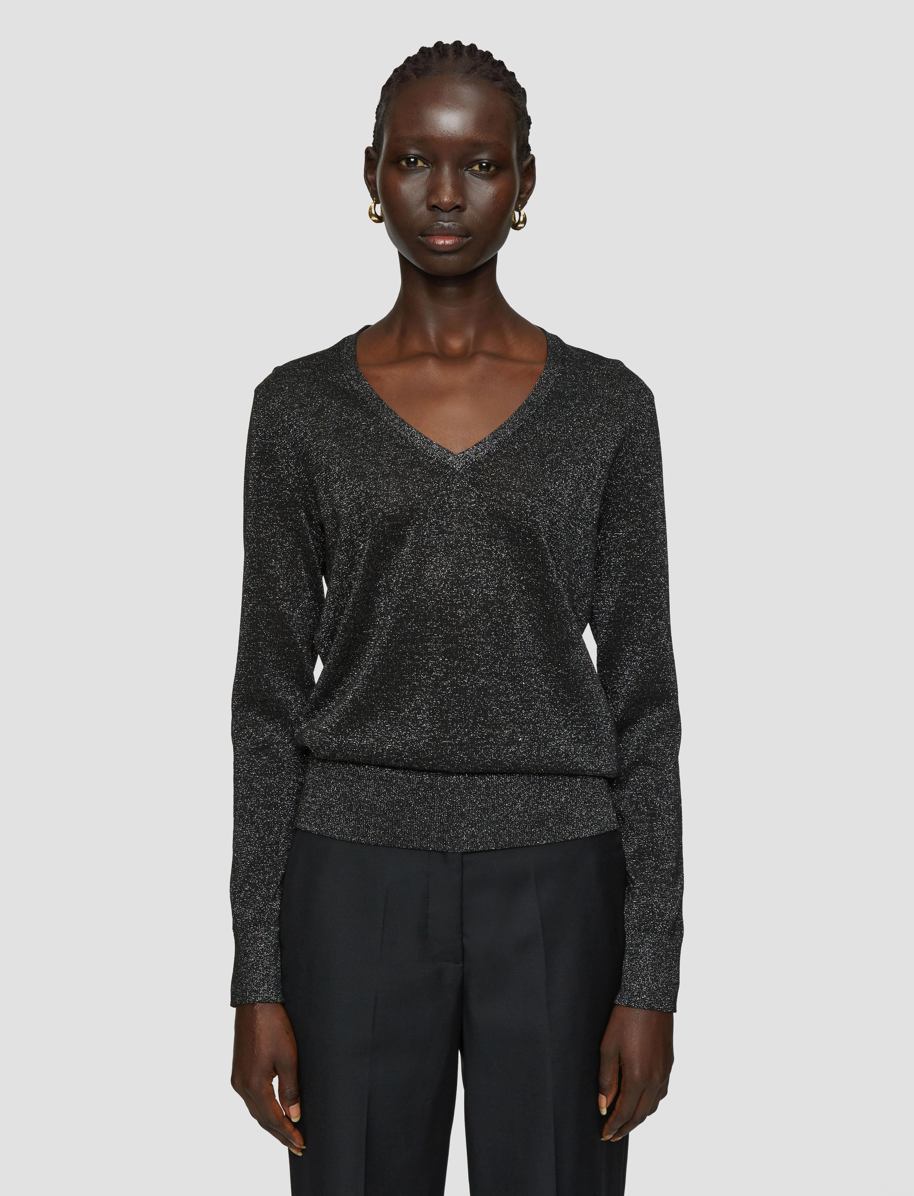 Lurex Knit V Neck Jumper