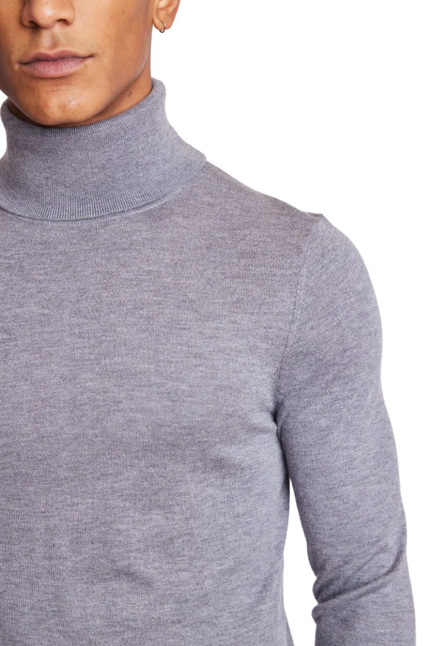 Luxe Fine Gauge Turtleneck - Heather Grey