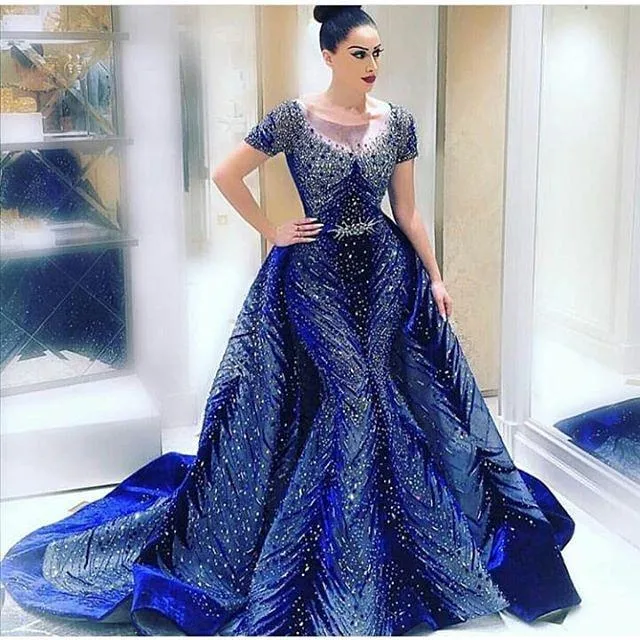 Luxury Navy Blue  A-Line Sexy Evening Dress Ball Gown