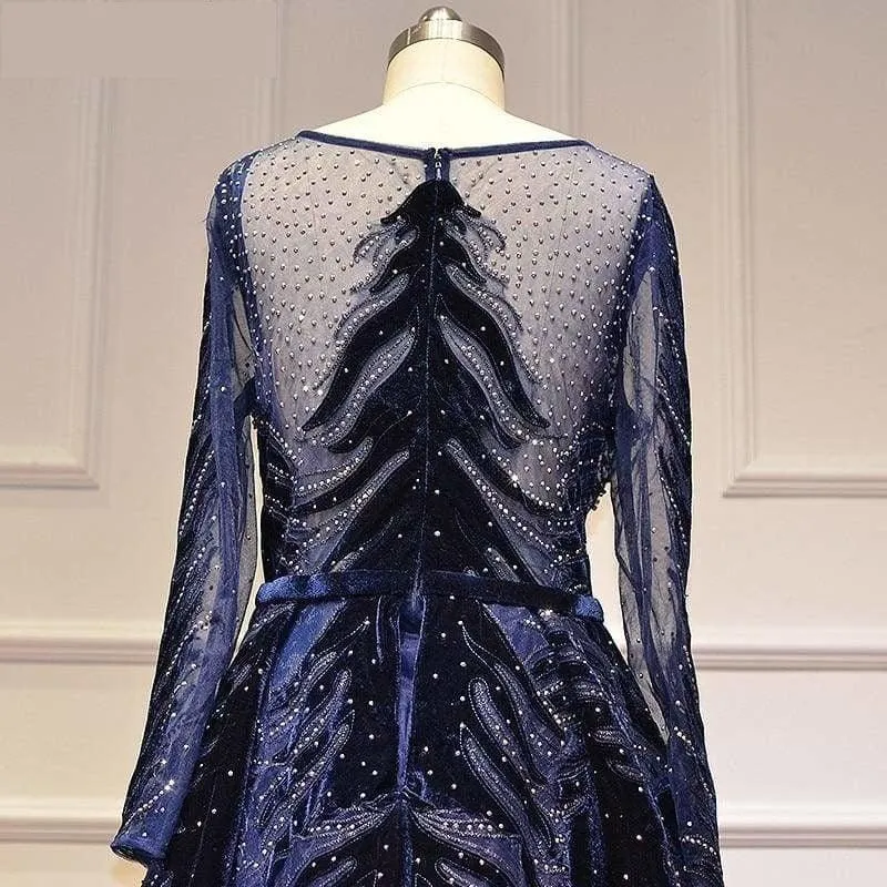 Luxury Navy Blue  A-Line Sexy Evening Dress Ball Gown