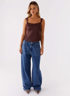 Lylah Satin Top - Brown Lylah Satin Top - Brown