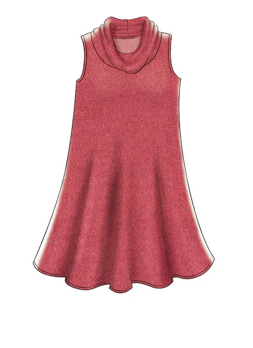 M7622 Misses' Knit Swing Dresses with Neckline and Sleeve Variations