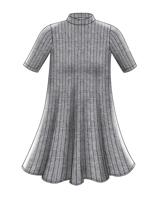 M7622 Misses' Knit Swing Dresses with Neckline and Sleeve Variations