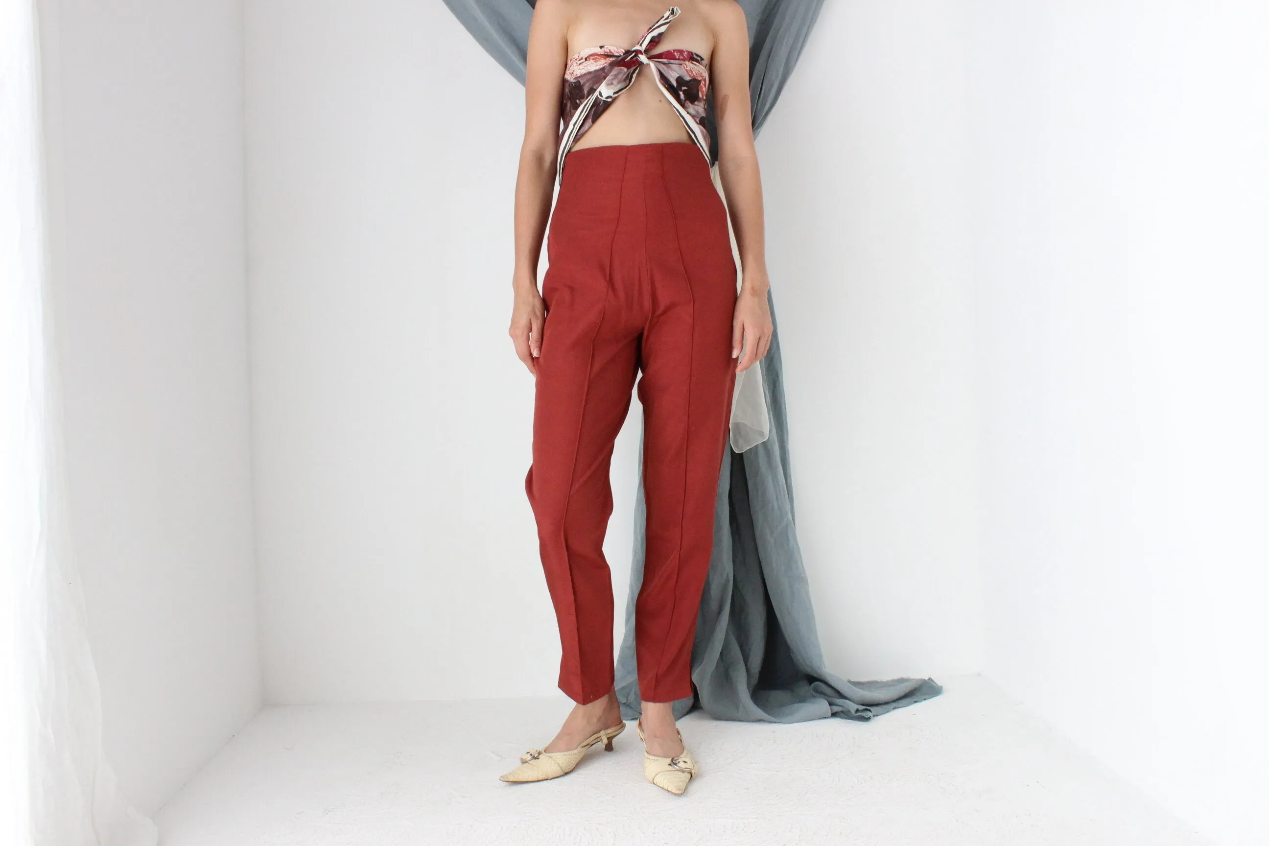 MADE IN ITALY 80s Super High Waist Cigarette Pants
