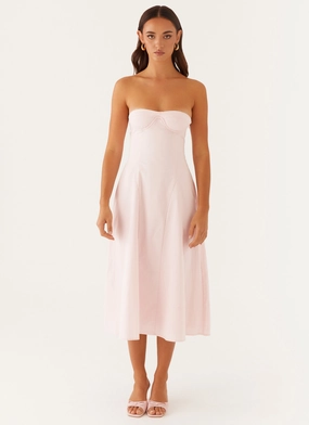 Maika Strapless Midi Dress - Pink Maika Strapless Midi Dress - Pink
