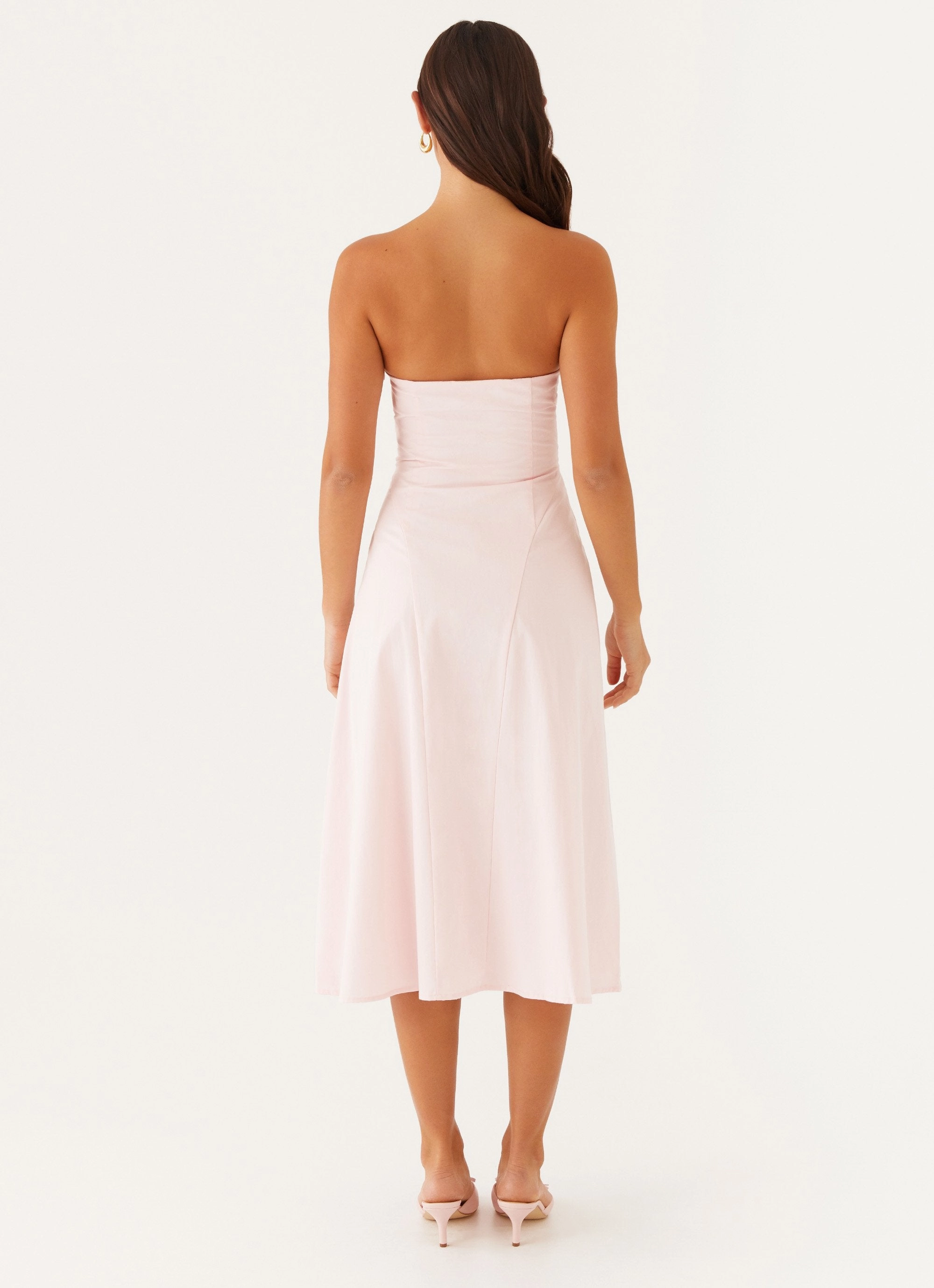 Maika Strapless Midi Dress - Pink