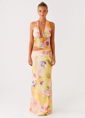 Main Act Halter Maxi Dress - Sunburst Floral Main Act Halter Maxi Dress - Sunburst Floral