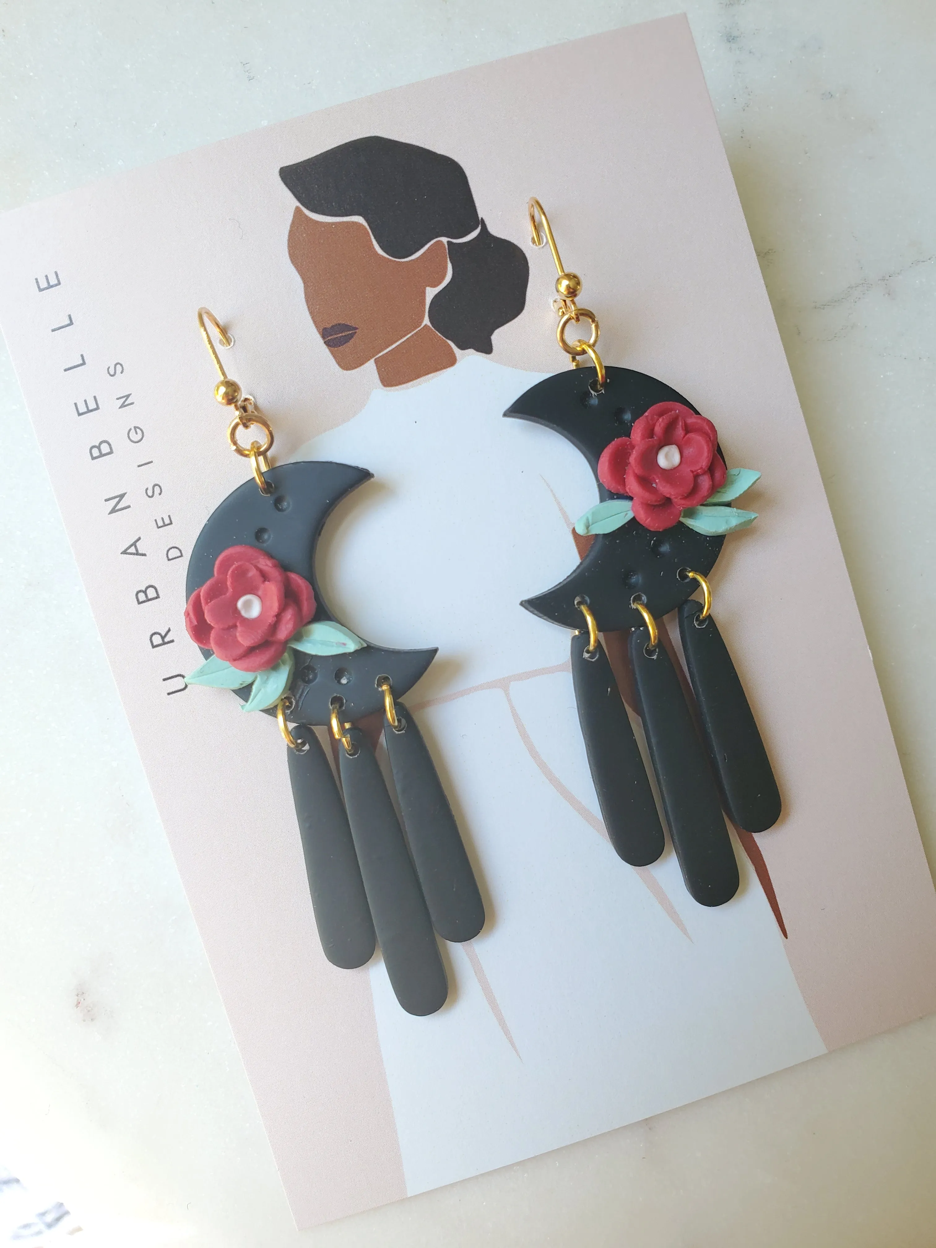 MAISIE Floral Moon Statement Earrings
