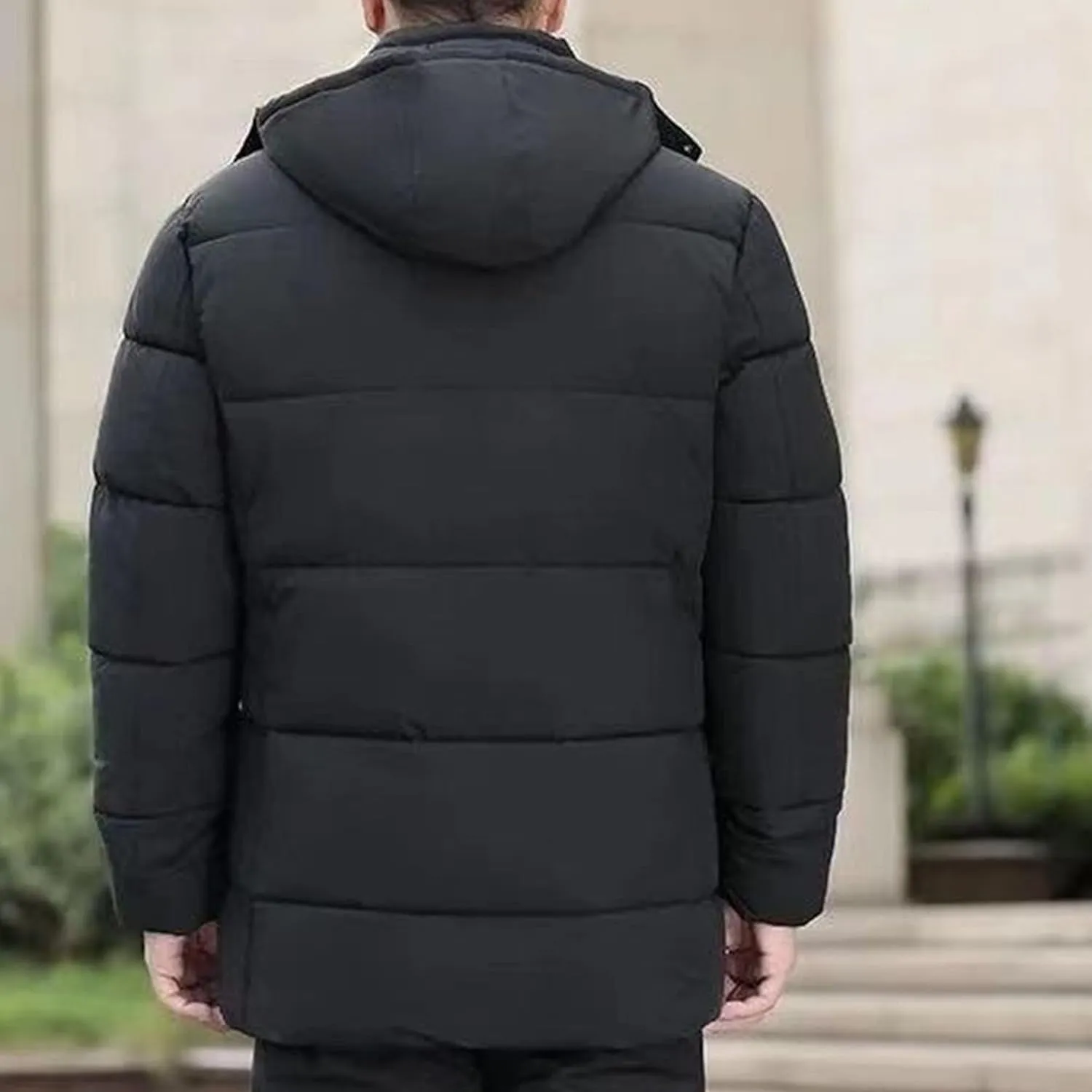 Maiyifu-GJ Men's Winter Hooded Puffer Jacket Fleece Lined Windproof Down Coats Thicken Warm Parka Outerwear Windbreaker