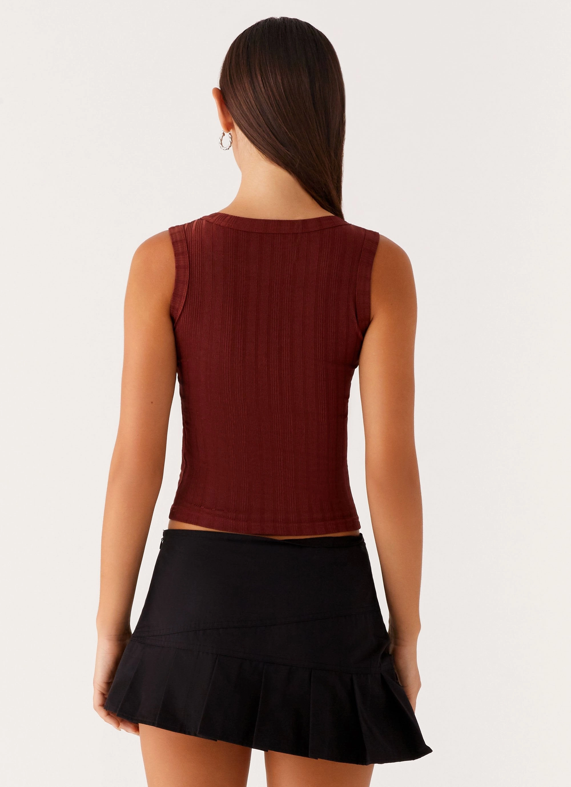 Malene Ribbed Top - Brown