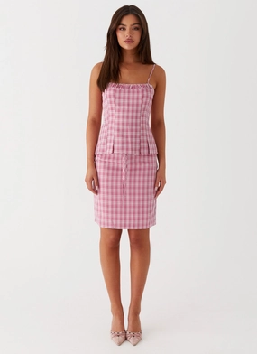 Mamita Ruched Top - Pink Check Mamita Ruched Top - Pink Check