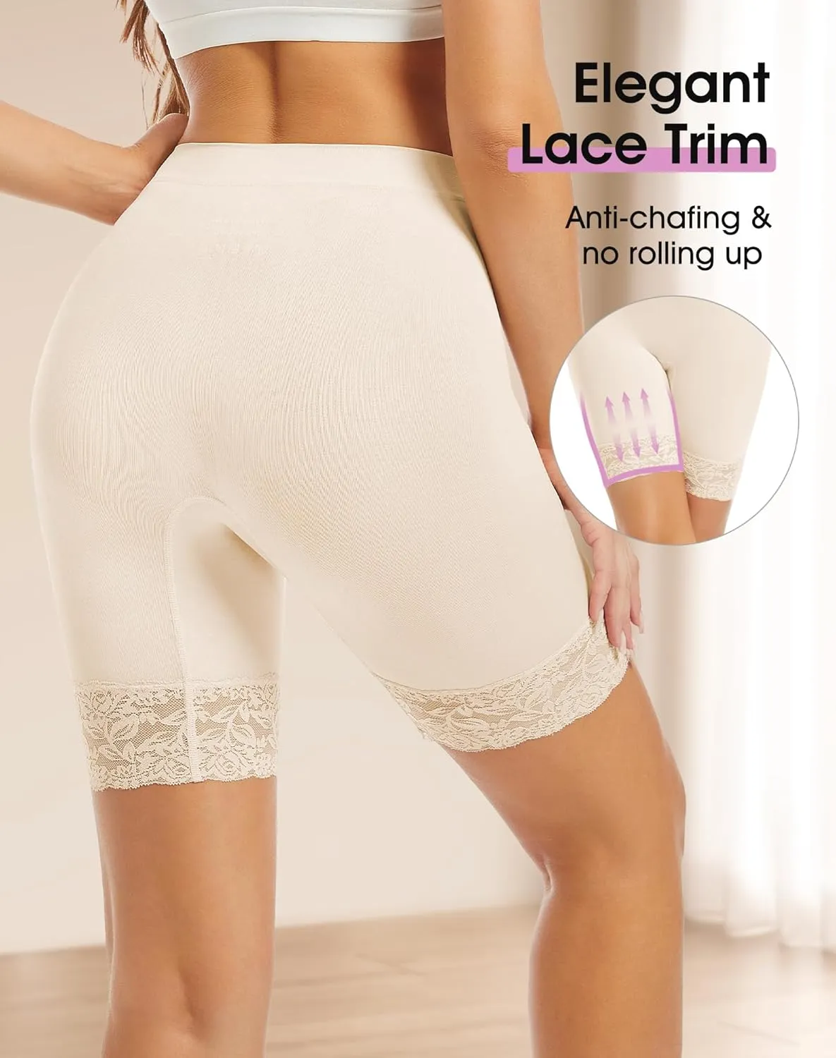 Mancyfit Women's Slip Shorts for Under Dresses - Anti Chafing Lace & Biker Shorts