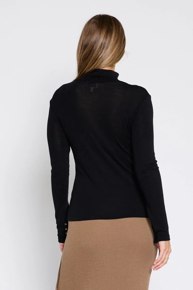 Mandalay Merino Wool Long Sleeve Knit Black