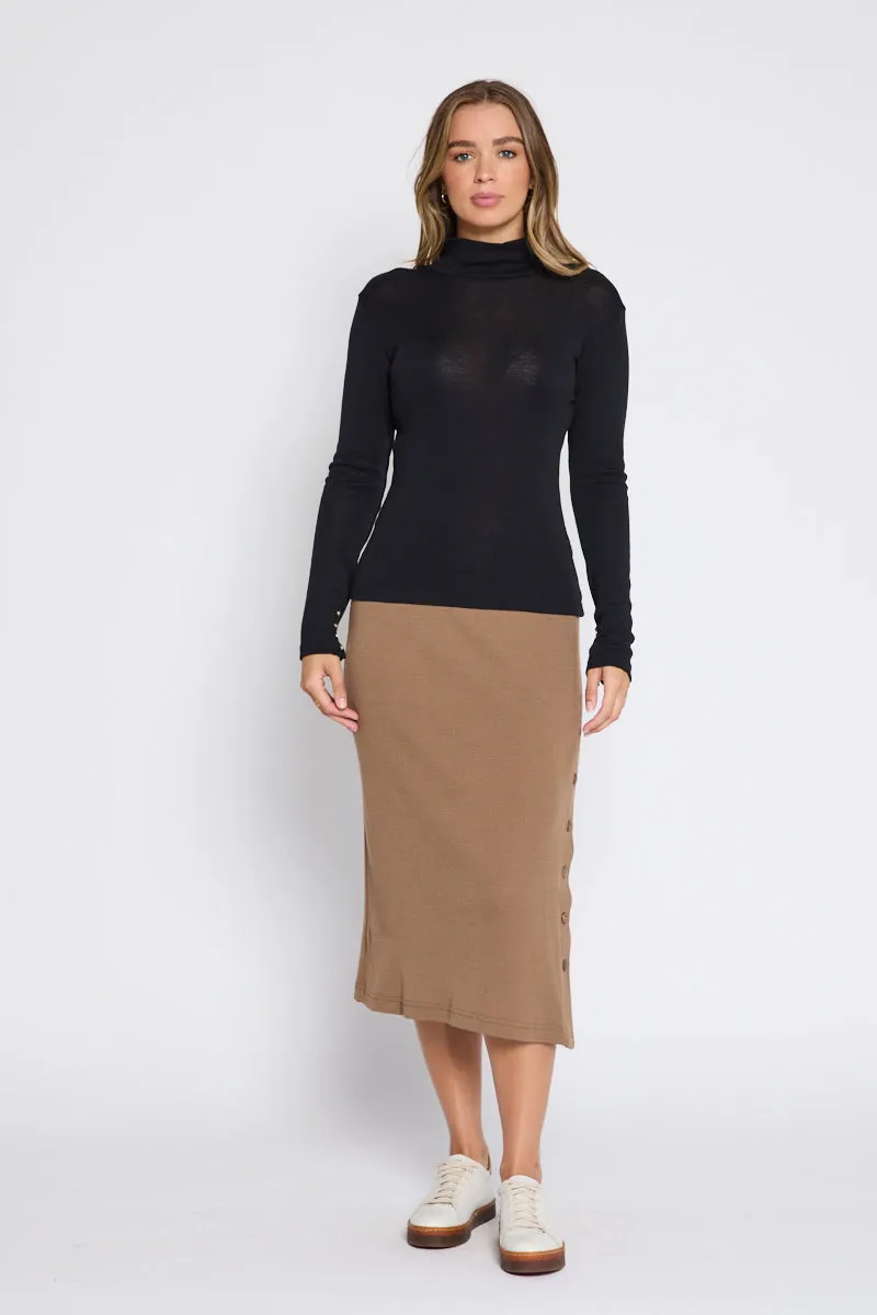 Mandalay Merino Wool Long Sleeve Knit Black