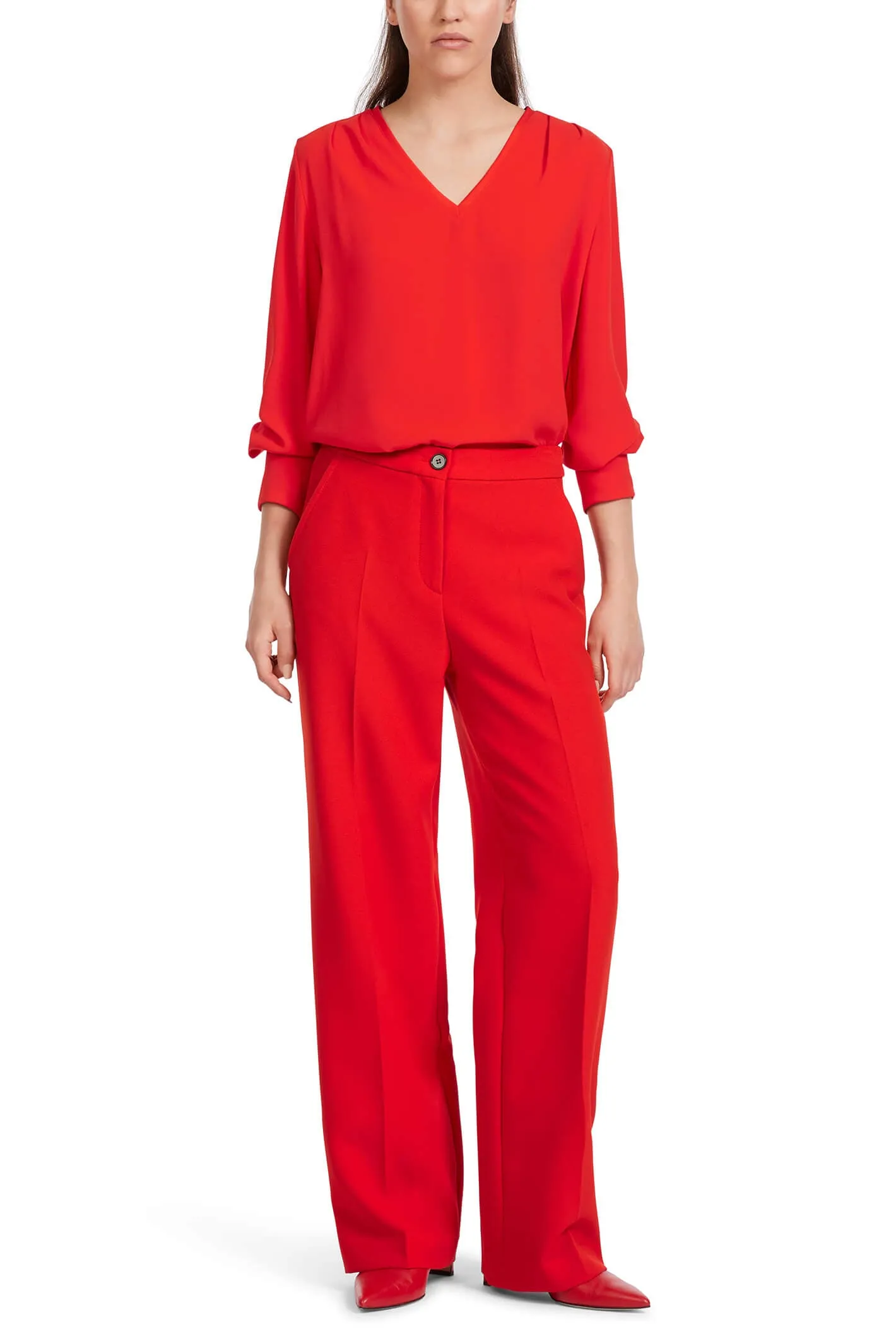 Marc Cain VC 81.52 W10 Red Wide Leg Trousers