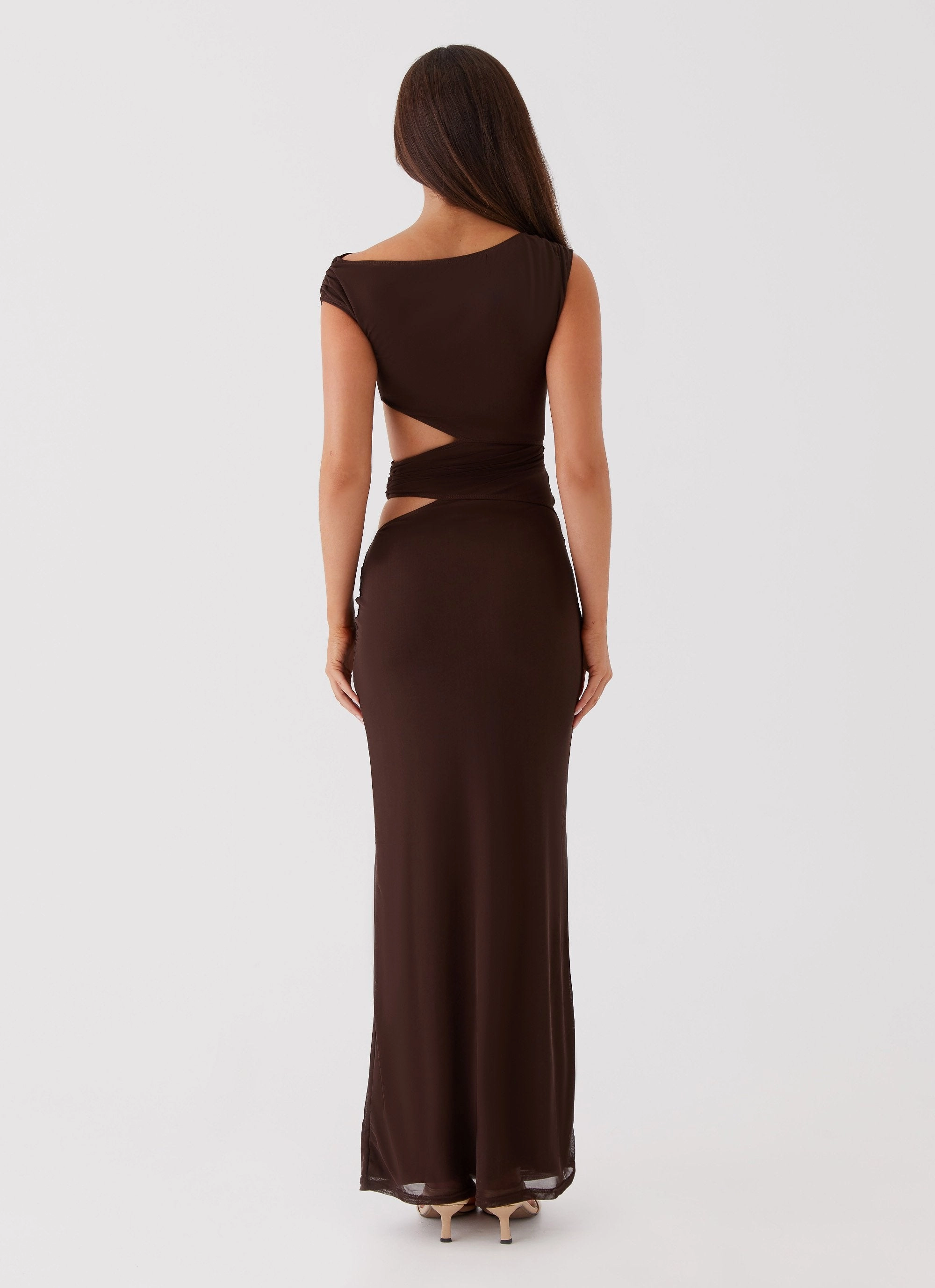 Margot One Shoulder Maxi Dress - Chocolate