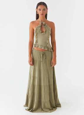 Mariella Linen Maxi Skirt - Sage Mariella Linen Maxi Skirt - Sage