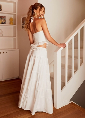 Mariella Linen Maxi Skirt - White Mariella Linen Maxi Skirt - White
