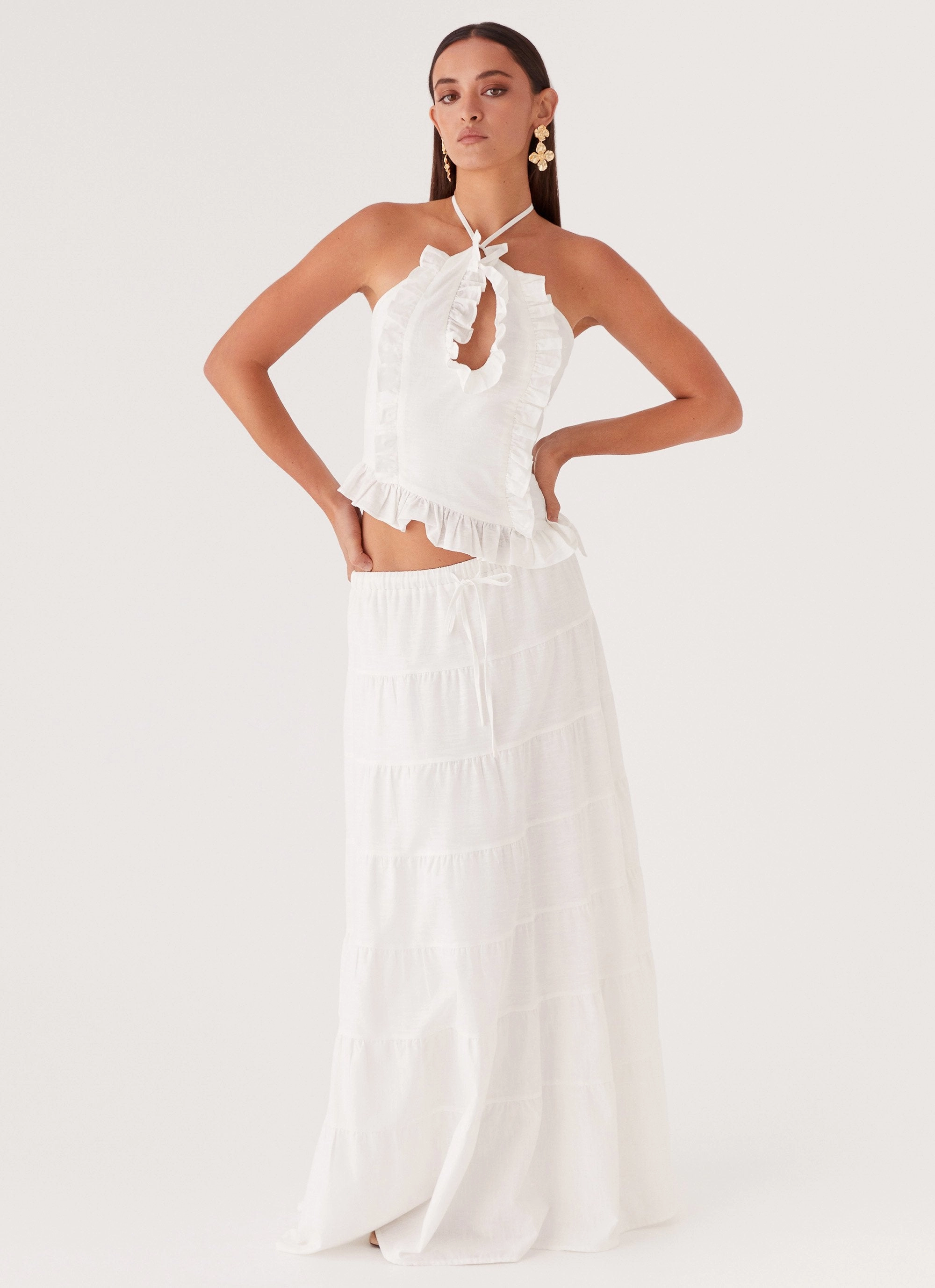 Mariella Linen Top - White