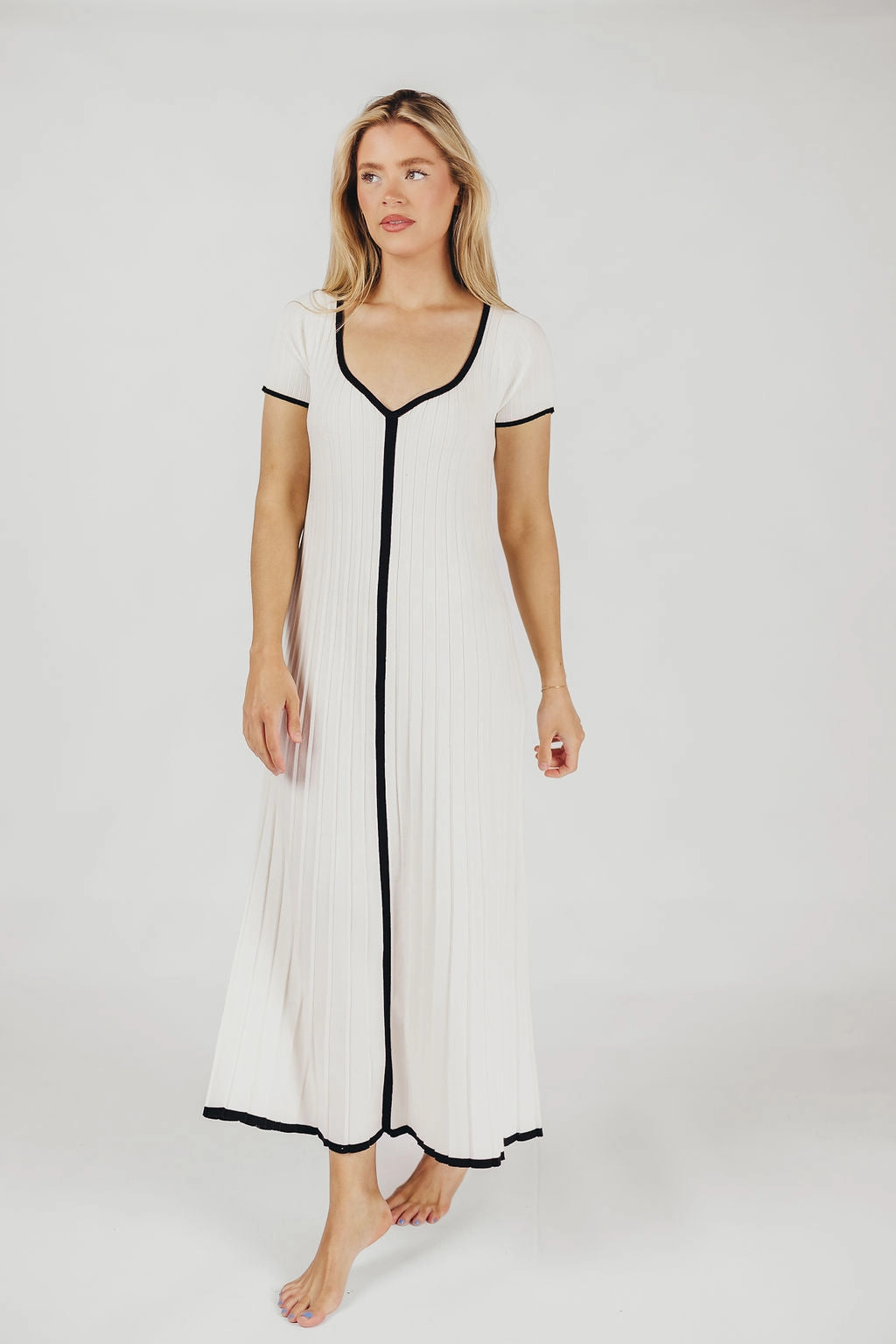 Marilyn Knit Maxi Dress in Off-White