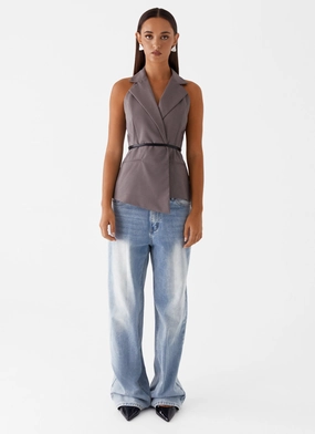 Marina Blazer Top - Grey Marina Blazer Top - Grey