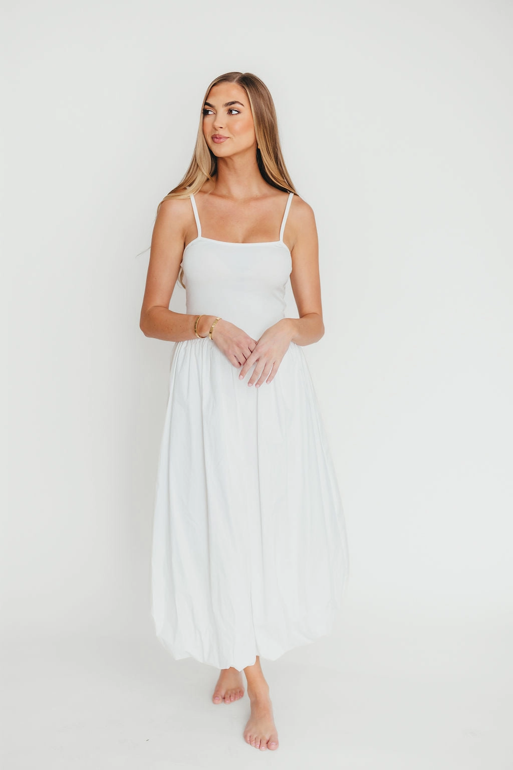 Marisol Bubble Maxi Dress in Off-White *Final-Sale*