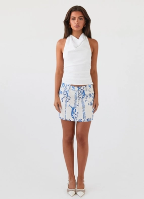 Marissa Linen Mini Skirt - Floral Wave Marissa Linen Mini Skirt - Floral Wave