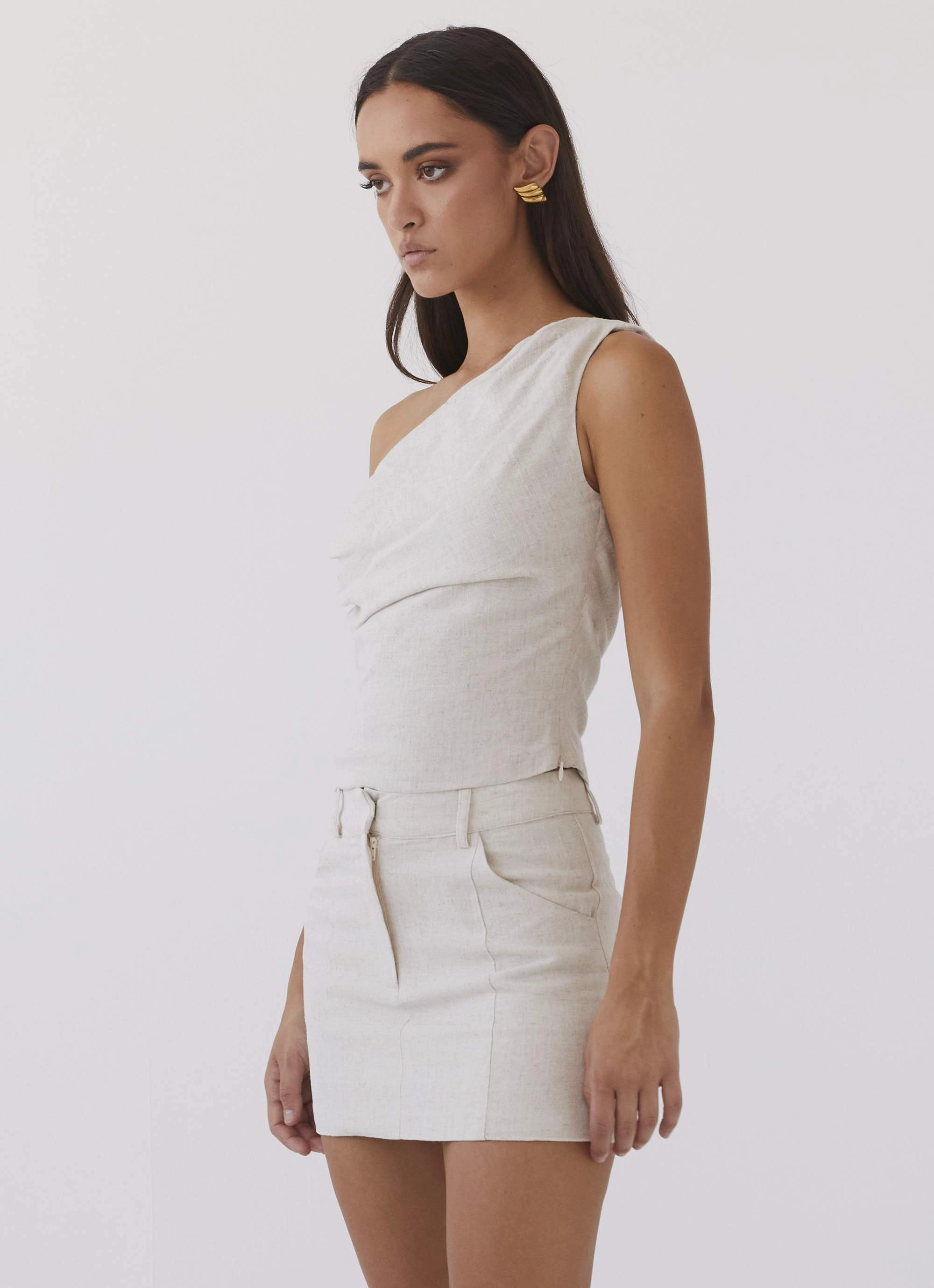 Marissa Linen Mini Skirt - Oatmeal