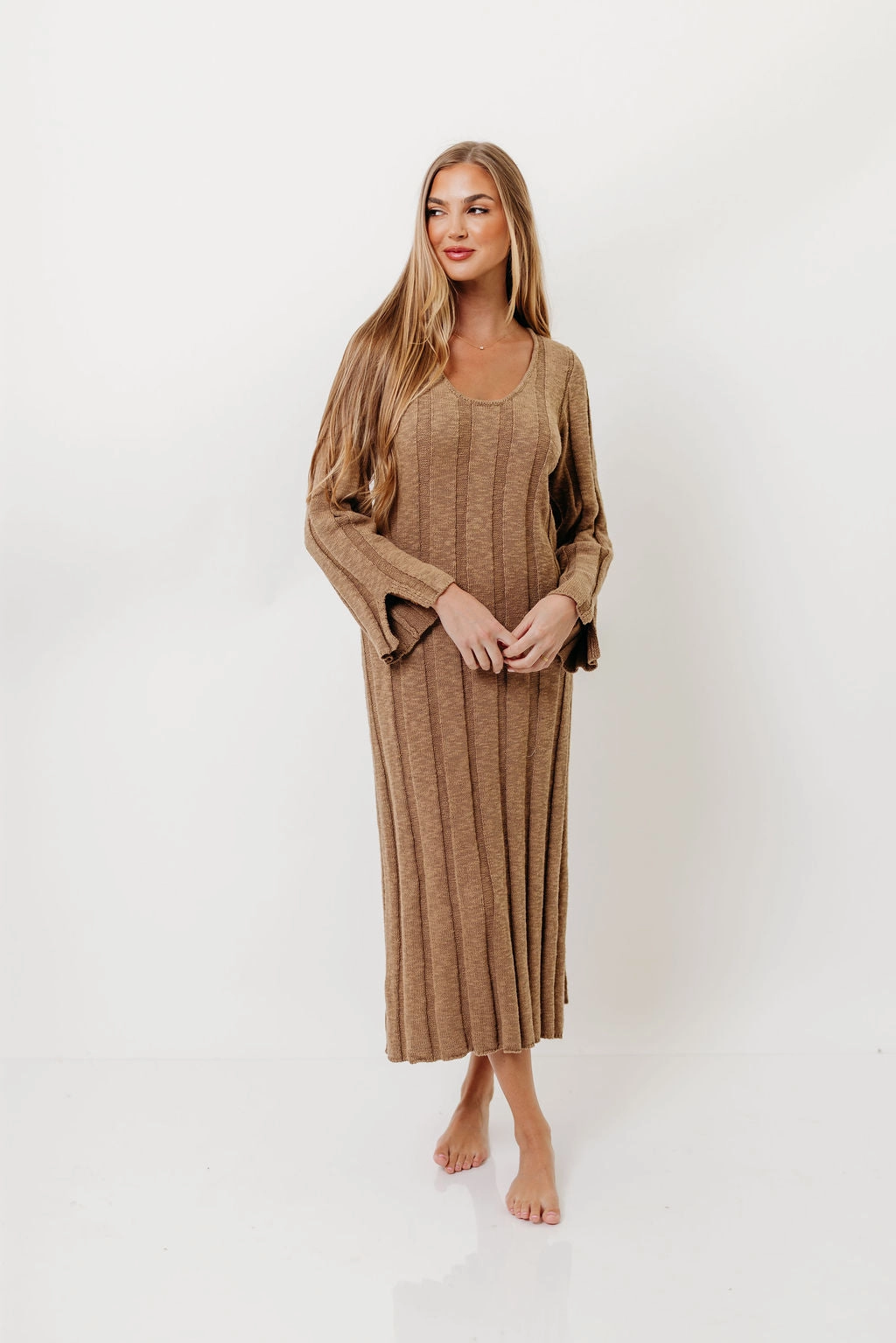 Marley 100% Cotton Midi Dress in Khaki