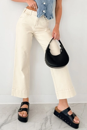 Marlo Tummy Control Wide Crop Risen Jeans (Ivory) Marlo Tummy Control Wide Crop Risen Jeans (Ivory)