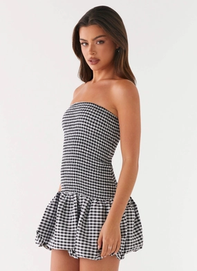 Martell Mini Dress - Black Gingham Martell Mini Dress - Black Gingham