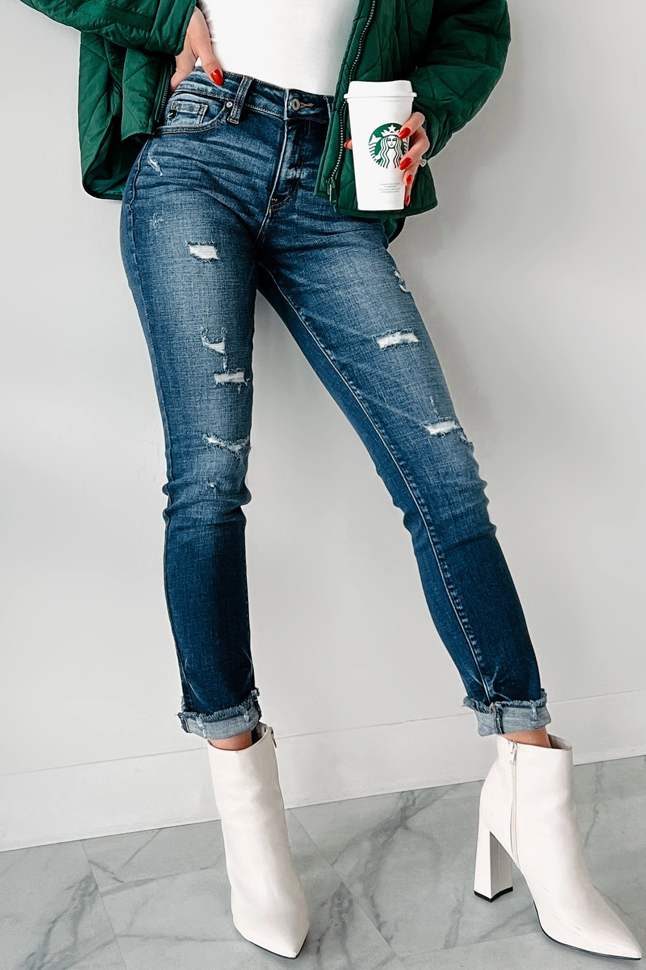 Mary Anne High Rise Distressed Kancan Skinny Jeans (Dark)