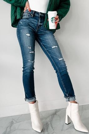 Mary Anne High Rise Distressed Kancan Skinny Jeans (Dark) Mary Anne High Rise Distressed Kancan Skinny Jeans (Dark)