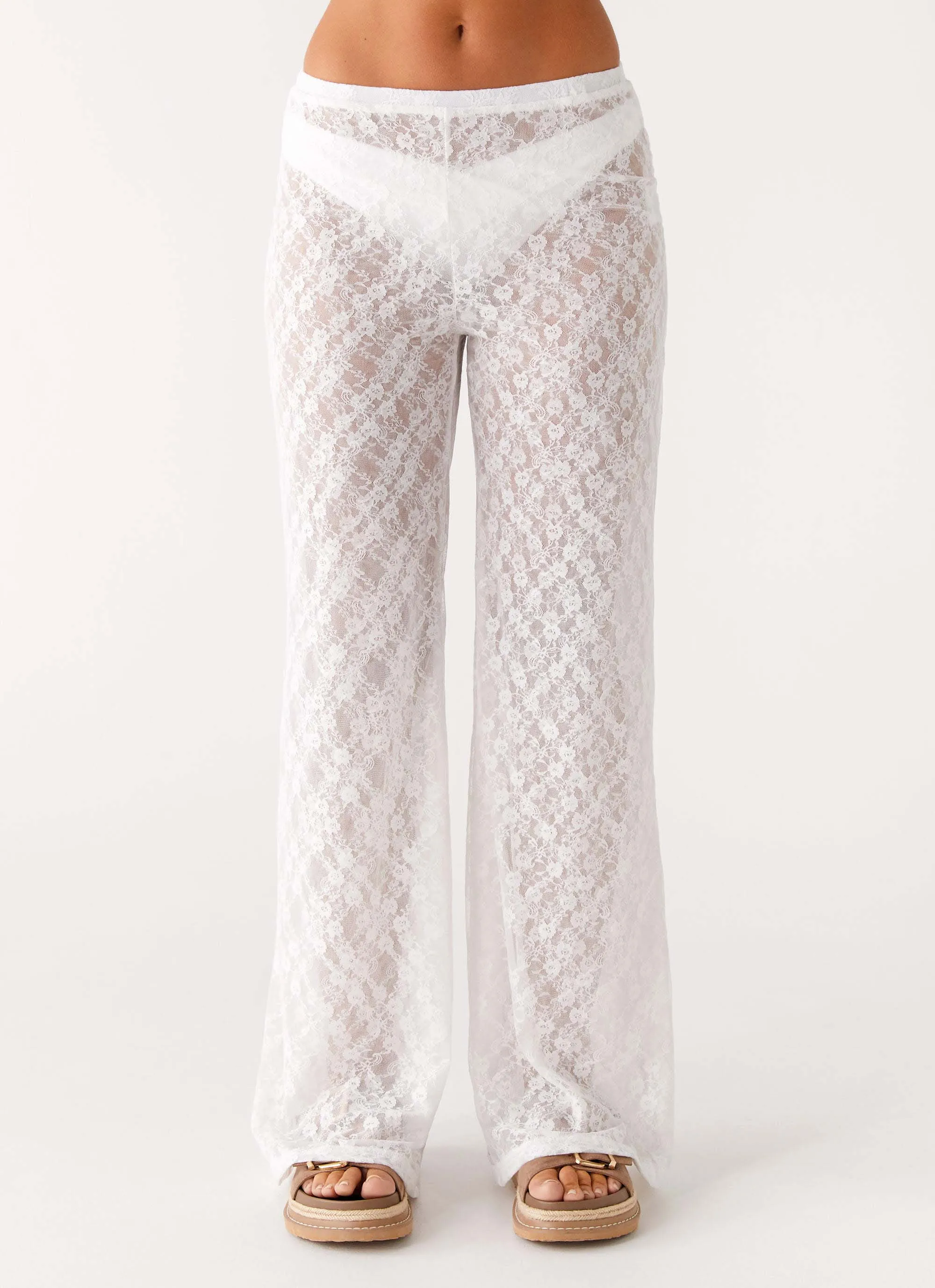Matcha Lace Pants - White