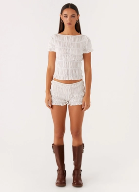 Mateo Ruched Top - White Mateo Ruched Top - White