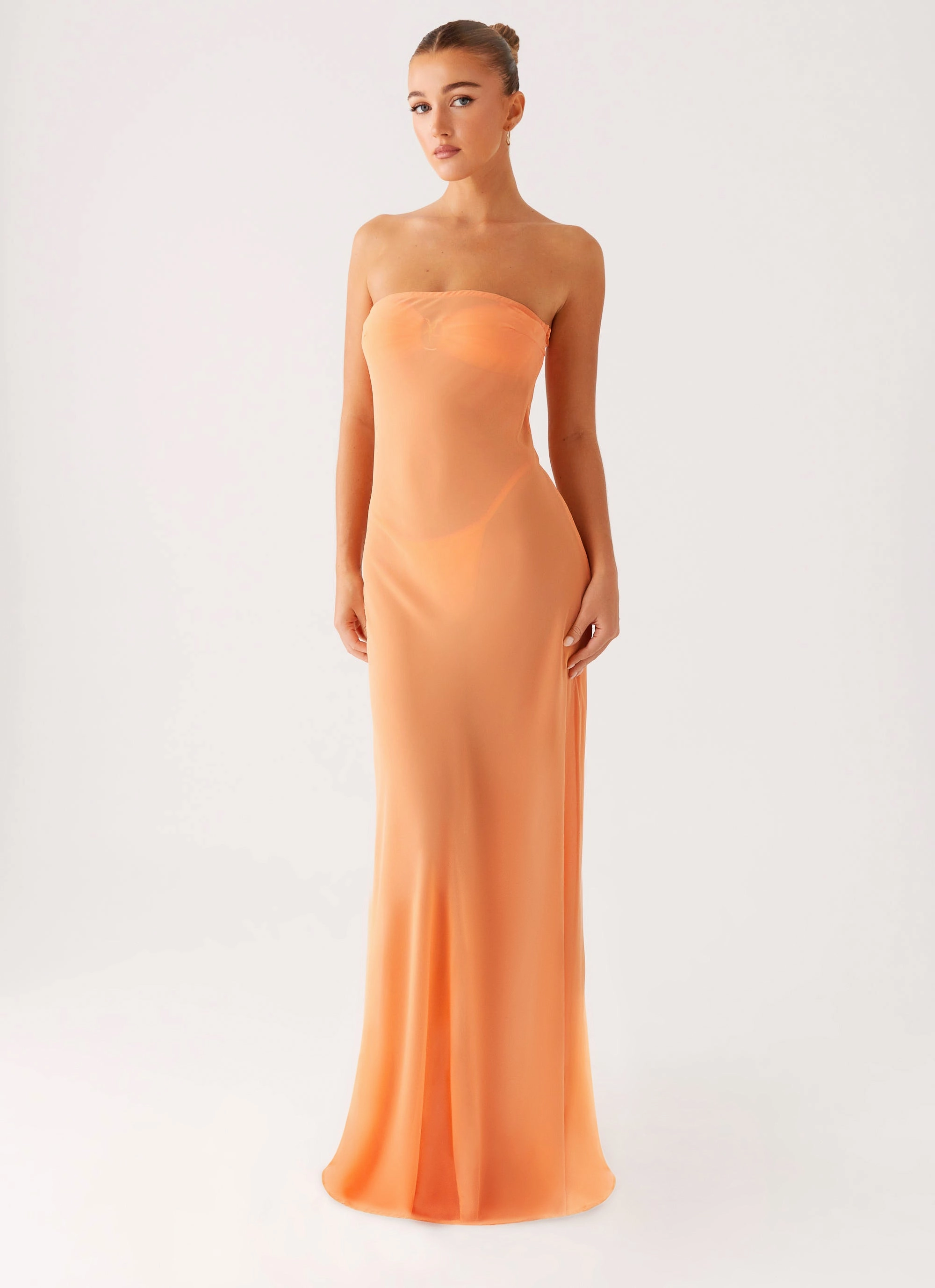 Mattie Strapless Maxi Dress - Orange