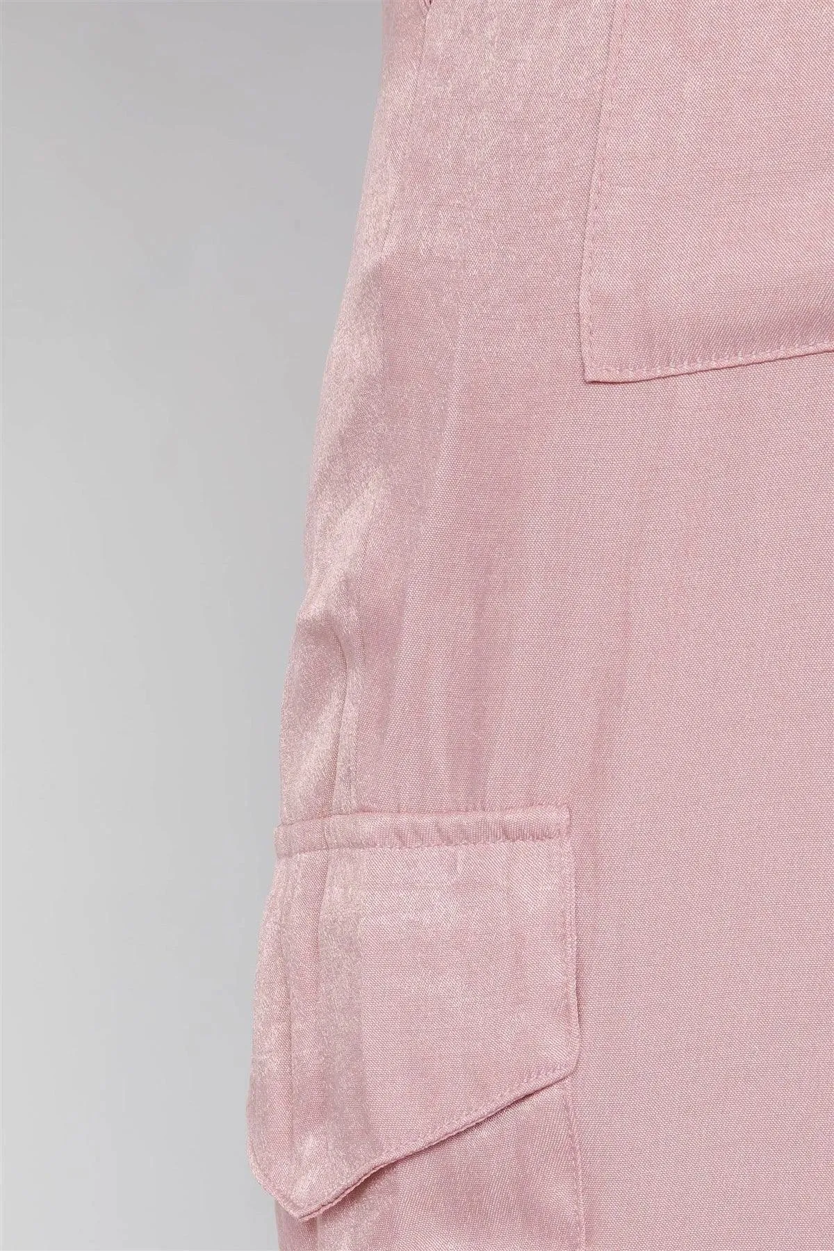 Mauve Satin Cargo Cinched Ankle Relaxed Fit Jogger /3-2-1