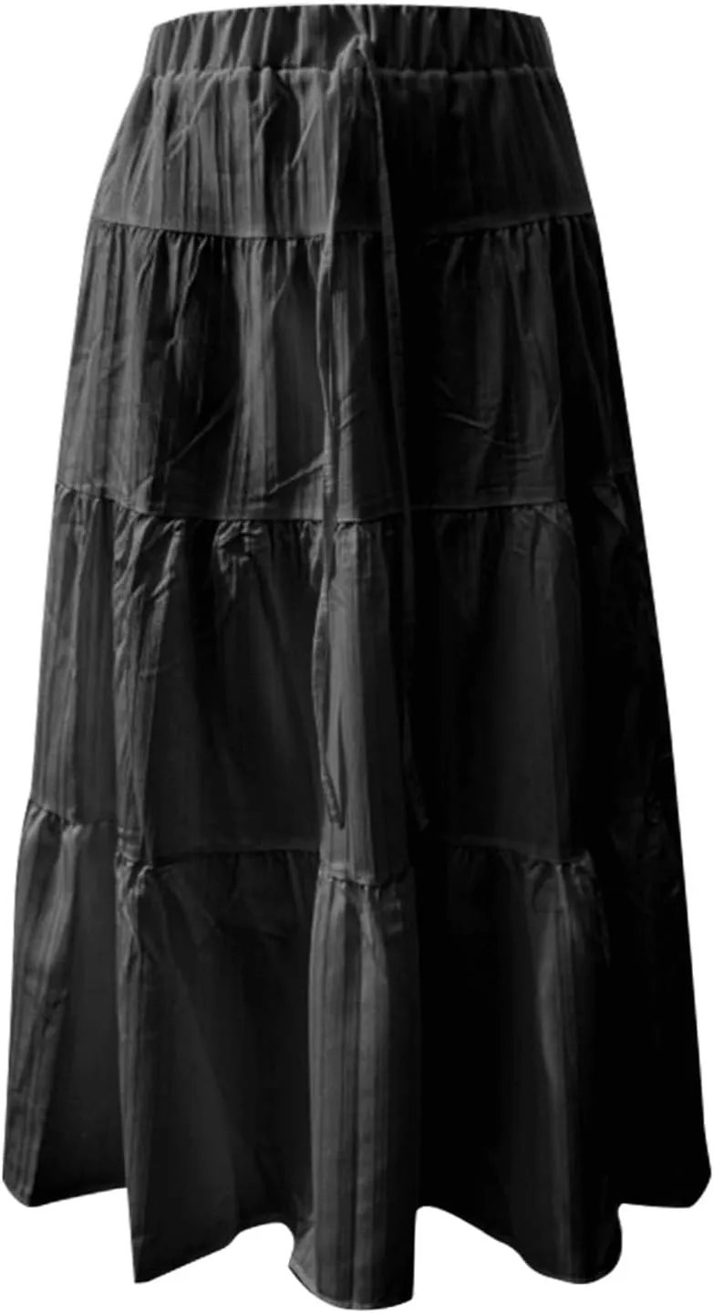 Maxi Skirts for Women 2025 Trendy Low Rise Loose A-Line Flared Casual Summer Long Skirts for Women Streetwear Comfy