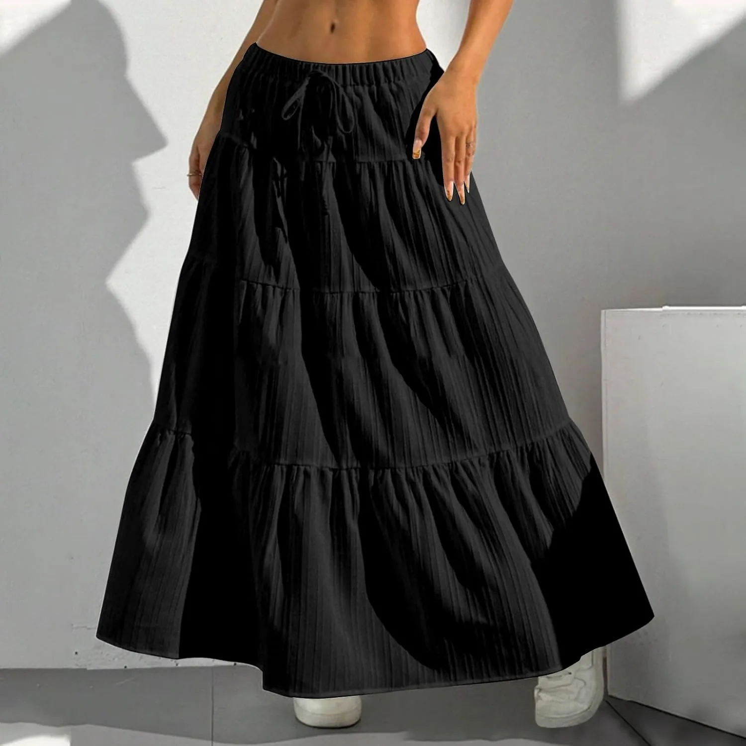 Maxi Skirts for Women 2025 Trendy Low Rise Loose A-Line Flared Casual Summer Long Skirts for Women Streetwear Comfy