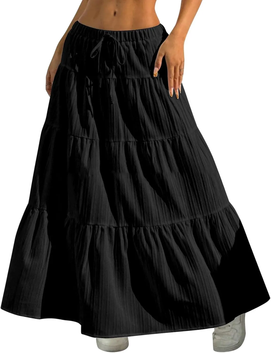 Maxi Skirts for Women 2025 Trendy Low Rise Loose A-Line Flared Casual Summer Long Skirts for Women Streetwear Comfy