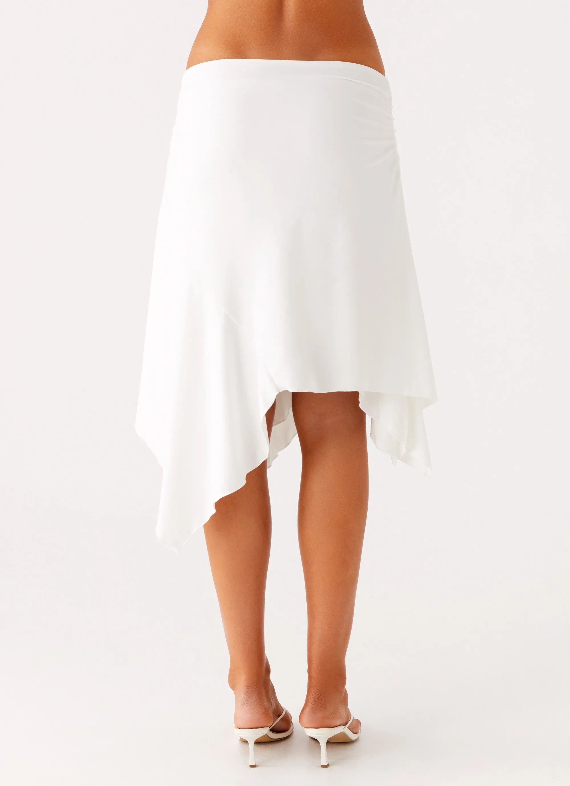 Maxina Asymmetrical Midi Skirt - White