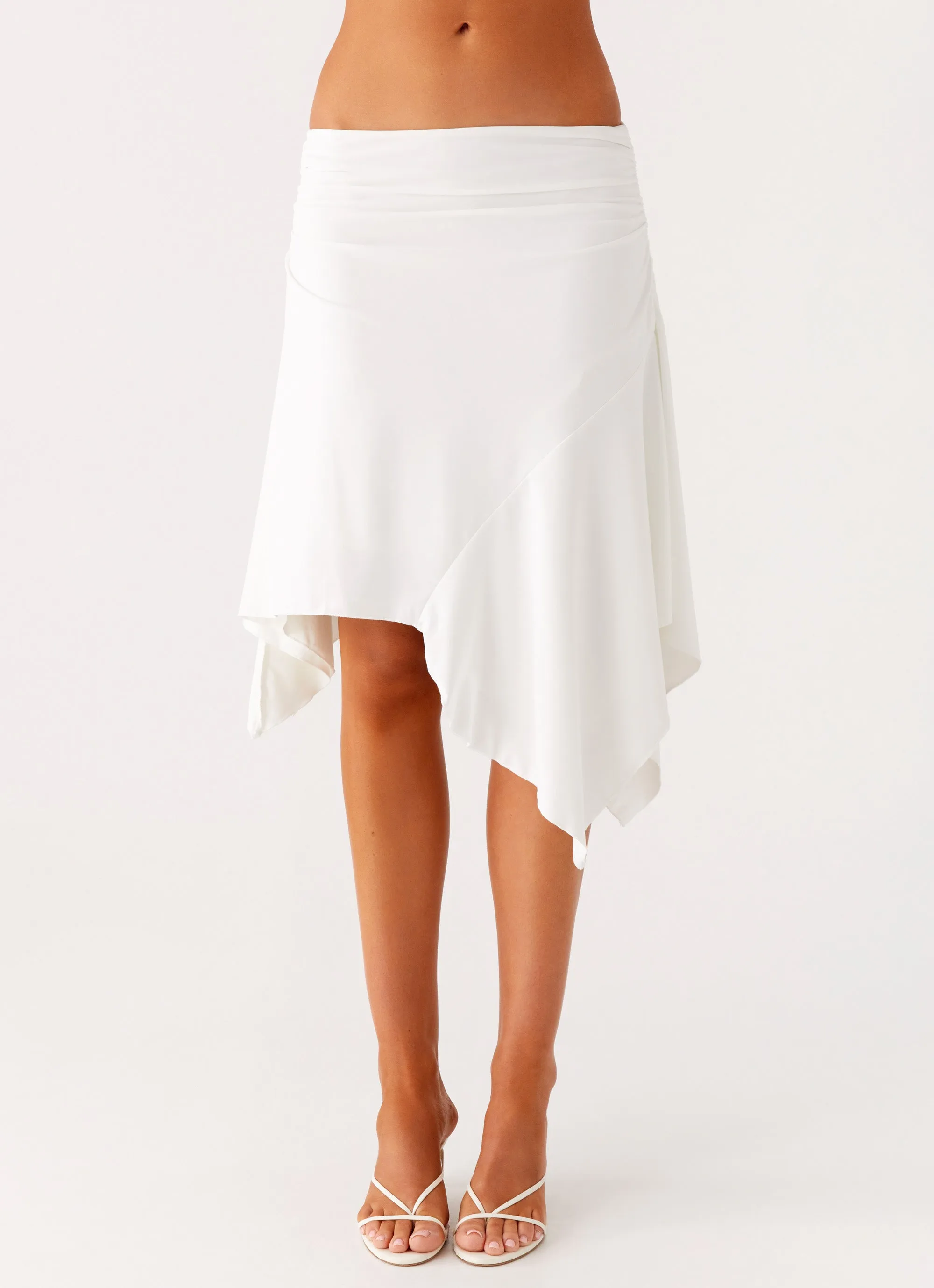 Maxina Asymmetrical Midi Skirt - White