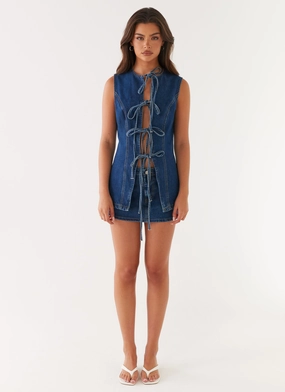 Maysa Low Rise Mini Skirt - Dark Blue Maysa Low Rise Mini Skirt - Dark Blue