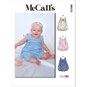 McCall's Pattern M8315 Infants' Rompers
