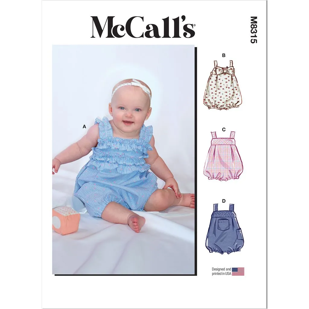 McCall's Pattern M8315 Infants' Rompers