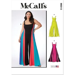 McCall's Pattern M8513 Women's Knit Jumpsuits and Dress