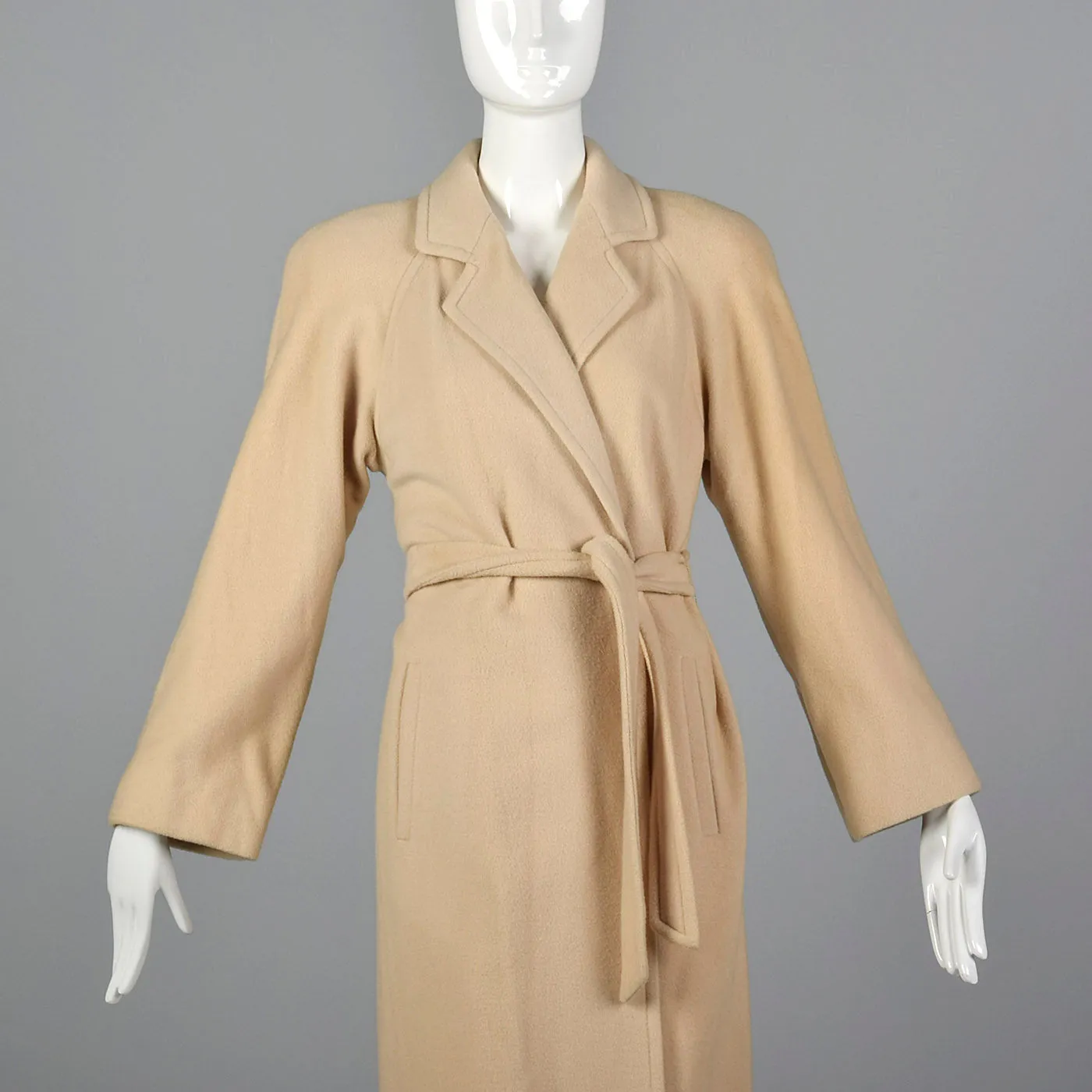 Medium I. Magnin 1980s Cream Cashmere Wrap Coat