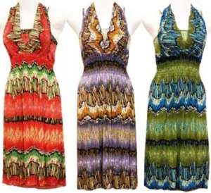 medium length halter neck cultural print Case of 12