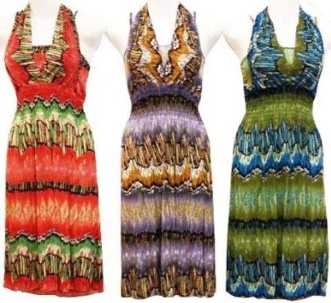 medium length halter neck cultural print Case of 12